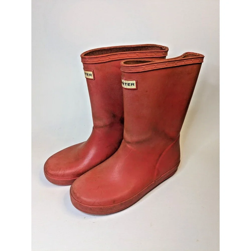 Hunter Kids First Classic Military Red Rain Boots Size 13B/1G Pull On Rubber